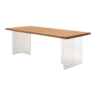 北欧简约亚克力实木餐桌椅组合悬空饭桌家用长方形原木侘寂风岛台