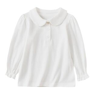 男女童纯色POLO衫白色T恤翻领打底衫校服纯棉内搭长袖上衣演出服