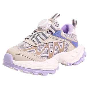 女童运动鞋韩版2026春秋新款小学生旋转扣老爹鞋双网透气休闲单鞋