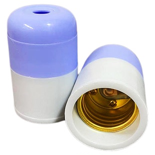 高航E27螺口灯头深思灯座通用加厚明装平底座手捏开关插头排插座