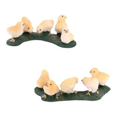 仿真小鸡小鸭小鹅一群实心摆件