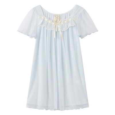 女童夏季薄款公主风蕾丝短睡裙