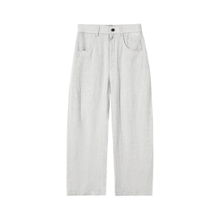 南乙NYHSUGOO天然100%亚麻男士休闲裤夏季宽松抗皱耐磨长裤子3803