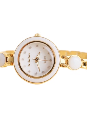 精致防水电子石英表白玉女款