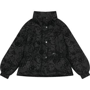 妖精的口袋复古植绒短款羽绒服女2025年冬季新款时尚保暖厚外套