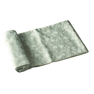 慕布卡MOBUKIA棉麻桌旗茶席茶旗柜旗床旗桌布双面羊毛亚麻淡绿色