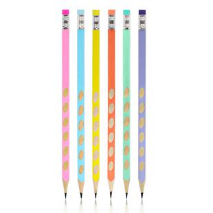 洞洞铅笔彩杆橡皮擦一二年级学生hb铅笔三角杆无毒安全儿童多色笔杆幼儿园初学者正姿专用笔