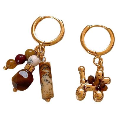 复古美拉德不规则串珠耳坠耳环