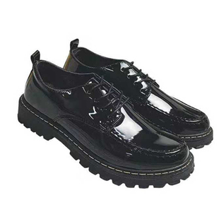 冬季休闲小皮鞋男韩版潮流黑色亮皮百搭男士英伦皮鞋原宿增高潮鞋