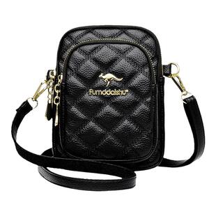 真皮手机包女2025新款单肩斜挎包软皮百搭竖款零钱包多层时尚小包