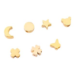 18K包金吊坠隔珠四叶草月亮星星蝴蝶散珠diy手工串饰挂坠编绳配件