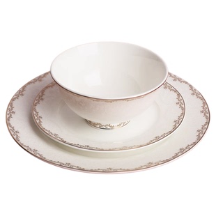 隆昌唐山骨瓷碗饭碗面碗家用骨瓷碗碟盘香榭丽舍乔迁餐具套装碗盘