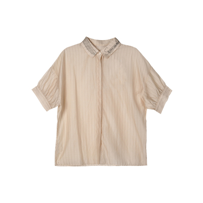 谜底通勤衬衫短袖女2025夏季新款通勤文艺微透合体衬衫256MC6009