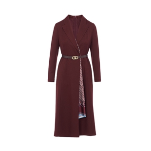 LANCY/朗姿2024秋季法式气质羊毛西装连衣裙高级感收腰长袖裙子女