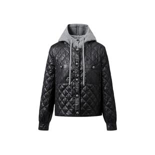 【匠艺绒新】VGRASS维格娜丝冬拼接针织披肩帽雾面涂层棉服外套女