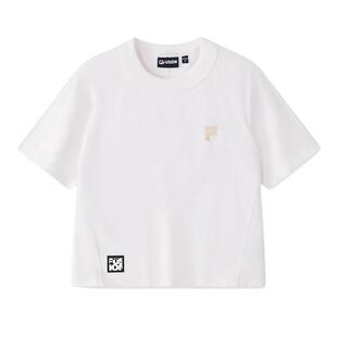 FILA FUSION斐乐潮牌女子针织短袖衫夏季时尚休闲紧身T恤内搭上衣