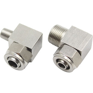 304/316不锈钢快拧弯头终端直角锁母90度通插接PU软气四氟尼龙管8