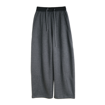 可两穿束脚弯刀阔腿卫裤厚款拼色