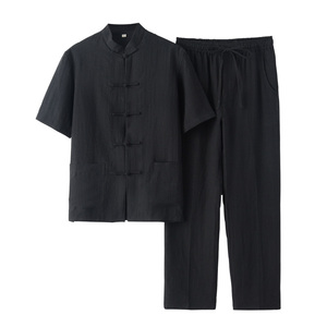 纯亚麻中青年复古薄款汉服唐装男