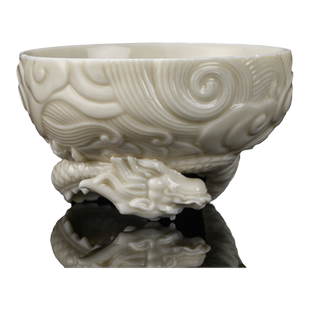 古垚/庄晓阳手工象牙白白瓷茶杯功夫品茗杯玉瓷主人杯礼盒装/祥龙