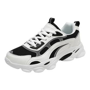 双星女鞋春秋网面透气运动鞋女软底休闲老爹鞋女ins潮百搭跑步鞋