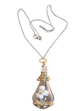 满天星干花项链金属毛衣链女玻璃