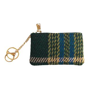 钥匙包卡包女复古格纹拉链零钱袋小众设计锁匙包汽车钥匙扣口红包