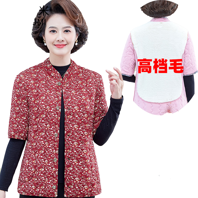 中年妈妈冬装棉马甲女加厚短袖棉衣50岁中老年秋冬外套加绒棉背心