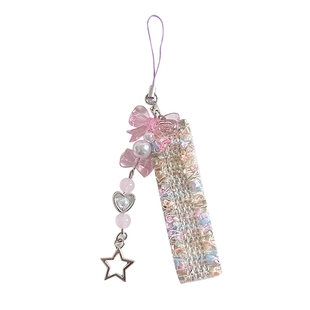 小香风蕾丝花边少女粉蝴蝶结手机链条挂绳便携手腕带挂链U盘钥匙扣挂件防丢神器女款适用通用苹果华为手机壳