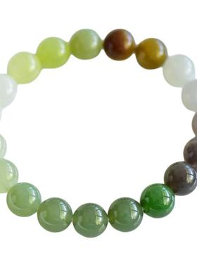 糖料碧玉羊脂白玉和田玉多宝手链