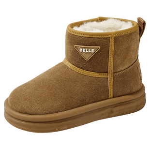 百丽童鞋女童雪地靴冬季加绒加厚短靴儿童舒适软底棉鞋男童宝宝靴