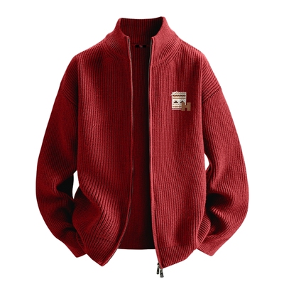 班尼路S&K系列男士红色立领开衫毛衣男冬季2026马年本命年衣服LF