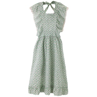 Heirloom 法式复古碎花叠穿连衣裙女夏季性感露背系带收腰中长裙