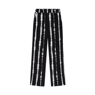 Desigual弹力印花休闲裤垂坠感裤子女黑色直筒裤女春夏季