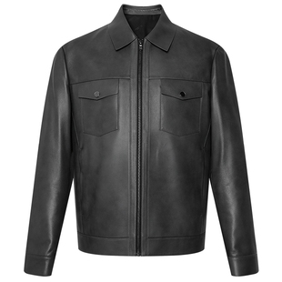 【绵羊皮】利郎绵真皮皮衣男商务休闲翻领25秋季新款夹克外套男装