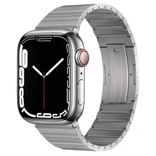 适用AppleWatch Ultra2代8/7苹果智能手表全钛表带iwatchSE/6/5/4代非钛合金轻金属腕带链1/2/3代男女44/42mm