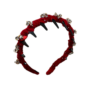 新年红色闪钻齿梳发箍女高颅顶2026新款头箍洗脸防滑带齿发卡头饰