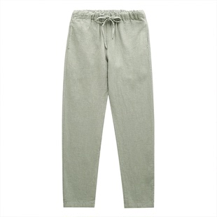 楠中国风男装纯亚麻裤子男春直筒休闲裤男士2026新品苎麻长裤竹影
