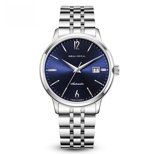 seagull海鸥表1050国民系列商务休闲全钢日历自动机械男表送表带