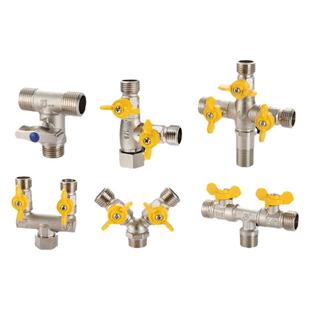 全铜三通四五六通接头一进双出三出一分两路洗衣机水管分流分水器