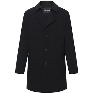 【薄款】利郎官方 风衣男士夏季纯色中长款单排扣翻领外套男