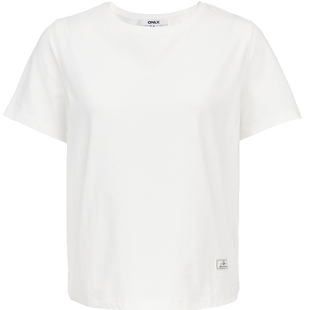 ONLY2026春季新款基础款织标显瘦正肩剪裁合体舒适圆领T恤女