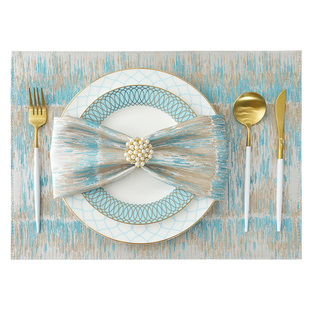 【贝达】餐垫高级感家用蓝色餐桌垫西餐垫欧式高档奢华桌旗餐垫