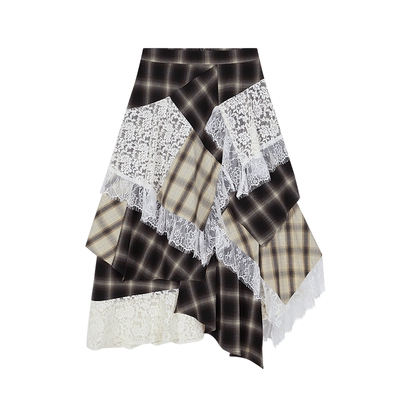 SLY 夏季新品甜心少女不规则蕾丝拼接半身裙女030ISZ31-5431