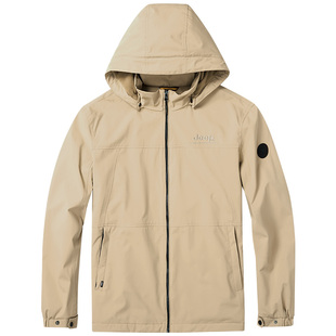 Jeep吉普休闲男士夹克外套秋冬保暖连帽开衫棉衣防风防泼水冲锋衣