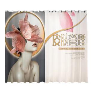 窗帘美容院专用遮光高级感美甲店拉帘遮挡隔断帘子透光不透人纱帘