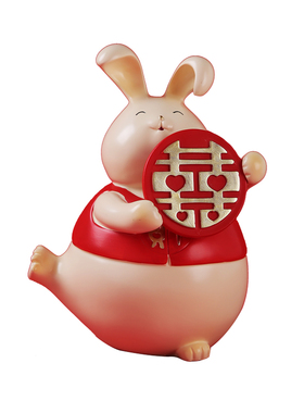 招财兔摆件前台卧室客厅装饰品