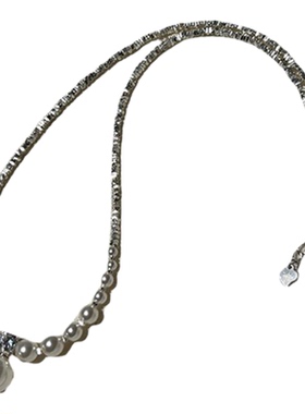 新款潮碎银几两珍珠水滴项链颈链