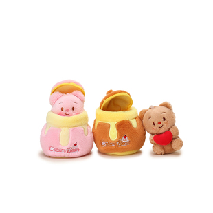 原创蜜蜂罐包挂件黄色奶油小熊情侣玩偶钥匙扣闺蜜礼物毛绒公仔