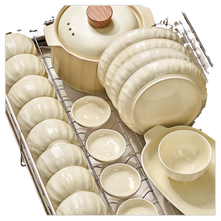 奶油风碗碟套装家用2026新款碗盘餐具套装乔迁新居碗筷盘子组合